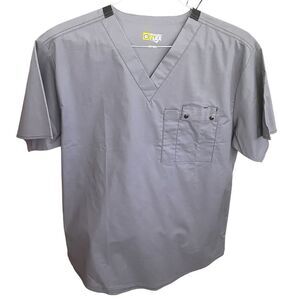 Wonder Flex Men's Gray Scrub Modern Fit Stretch Medical Top Size Medium NEW!
